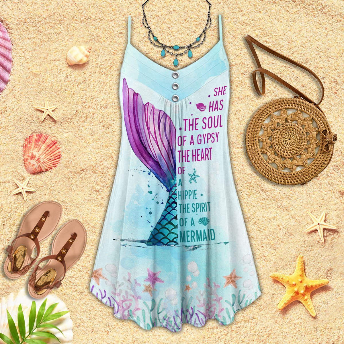 Mermaid Spirit She Has The Soul - Summer Dress - Owls Matrix LTD