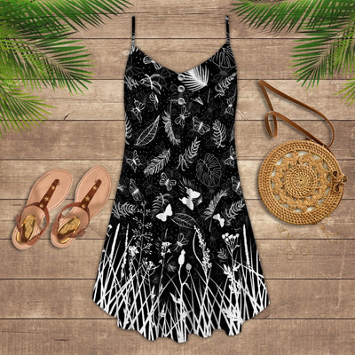 Butterfly Black And White Grass - Summer Dress - Owls Matrix LTD