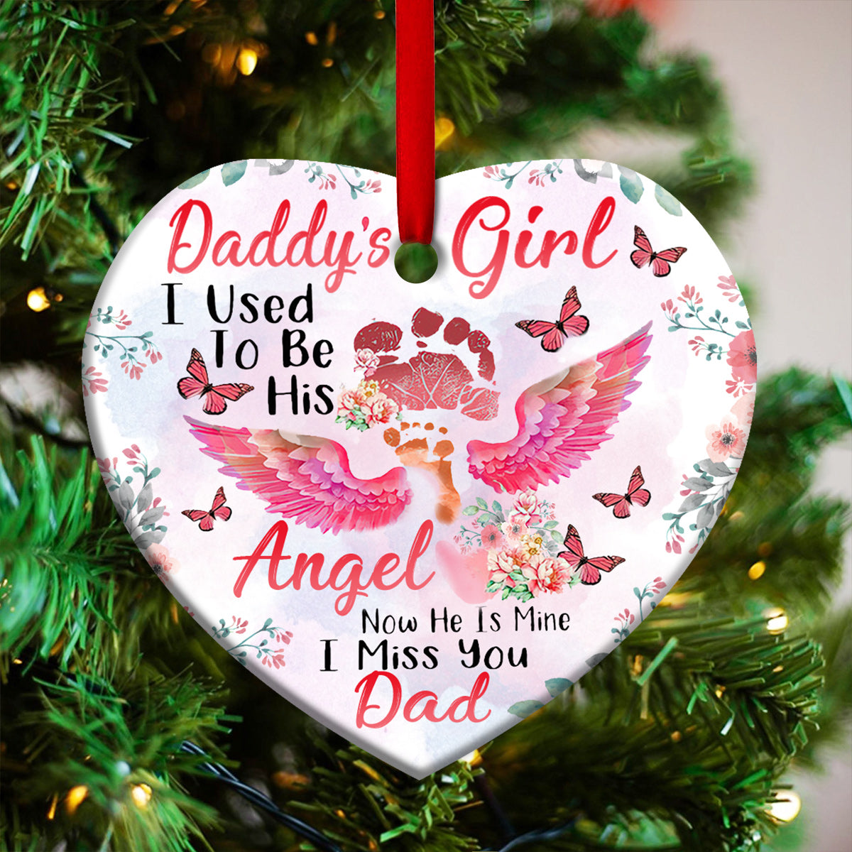Family Style Daddy Girl - Heart Ornament - Owls Matrix LTD