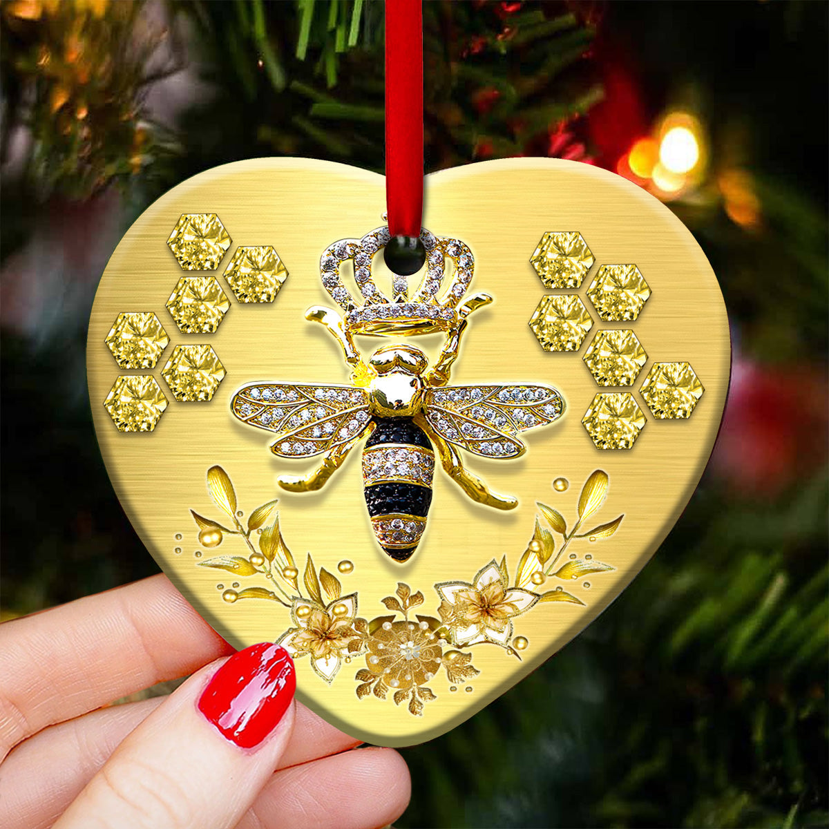 Bee Advice From A Queen Bee - Heart Ornament - Owls Matrix LTD