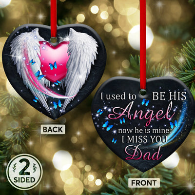 Father Memory I Used To Be His Angel - Heart Ornament - Owls Matrix LTD