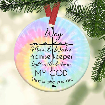 God Faith Way Maker Tie Dye - Circle Ornament - Owls Matrix LTD