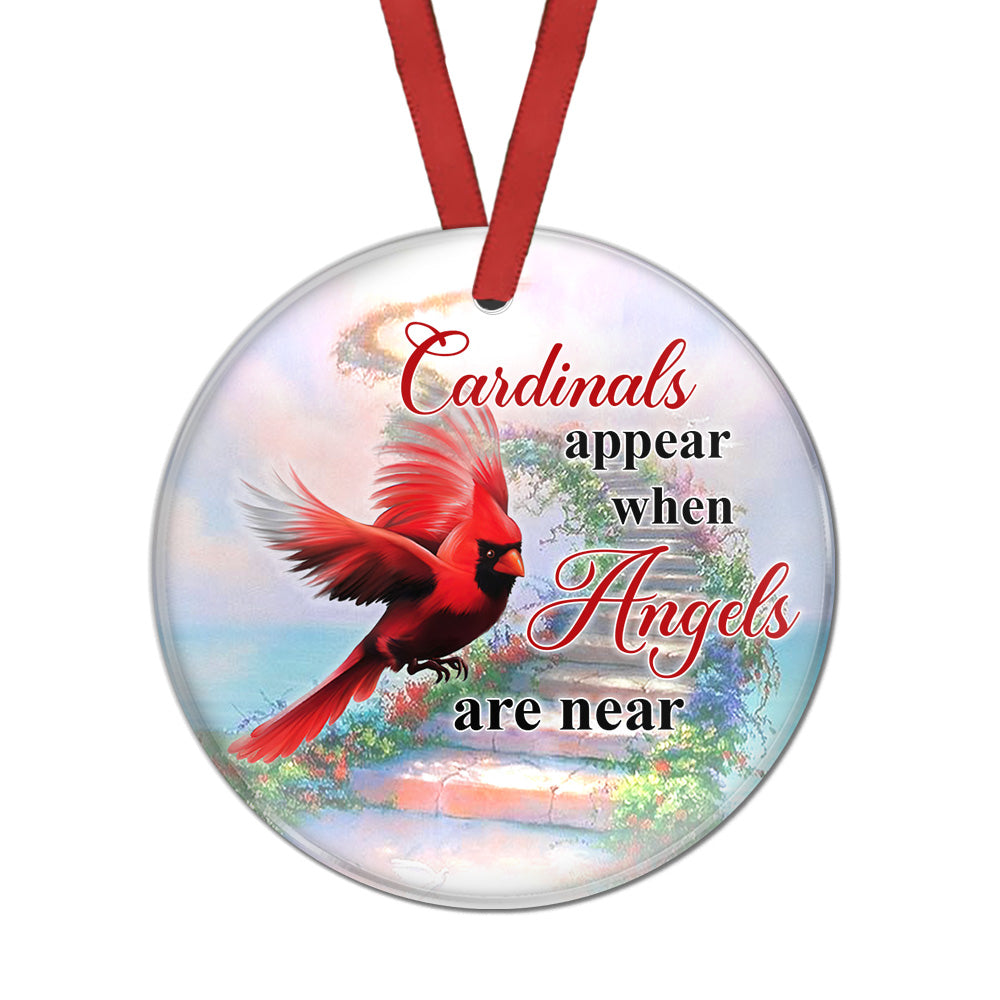 Cardinal When Angels Are Near - Circle Ornament - Owls Matrix LTD