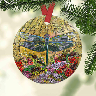 Dragonfly Art So Colorful - Circle Ornament - Owls Matrix LTD