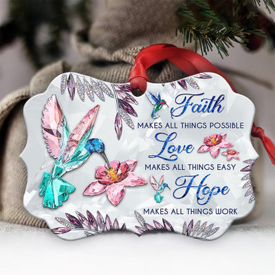 Hummingbird Faith Hope Love - Horizontal Ornament - Owls Matrix LTD