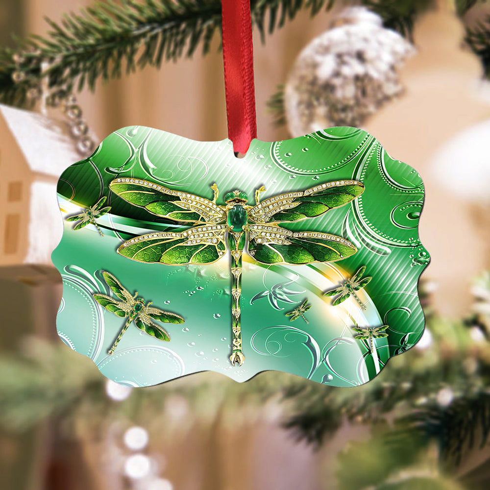 Dragonfly Emerald So Beautiful - Horizontal Ornament - Owls Matrix LTD