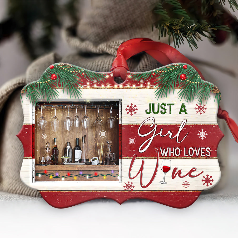 Wine Christmas Theme Who Love Wine - Horizontal Ornament - Owls Matrix LTD