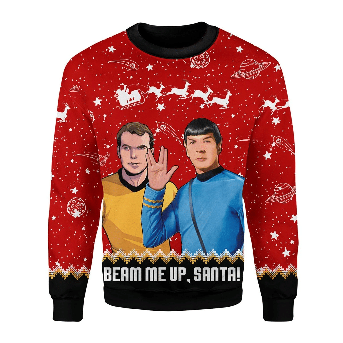 Star Trek Christmas Beam Me Up Santa Cool - Sweater - Ugly Christmas Sweater