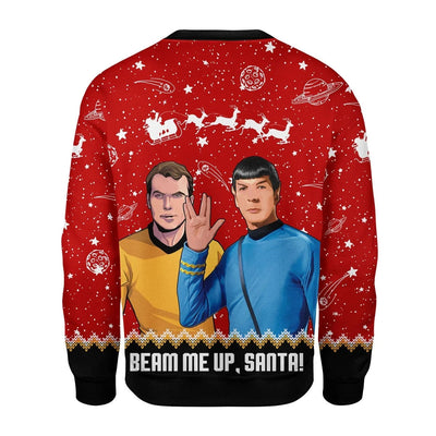 Star Trek Christmas Beam Me Up Santa Cool - Sweater - Ugly Christmas Sweater