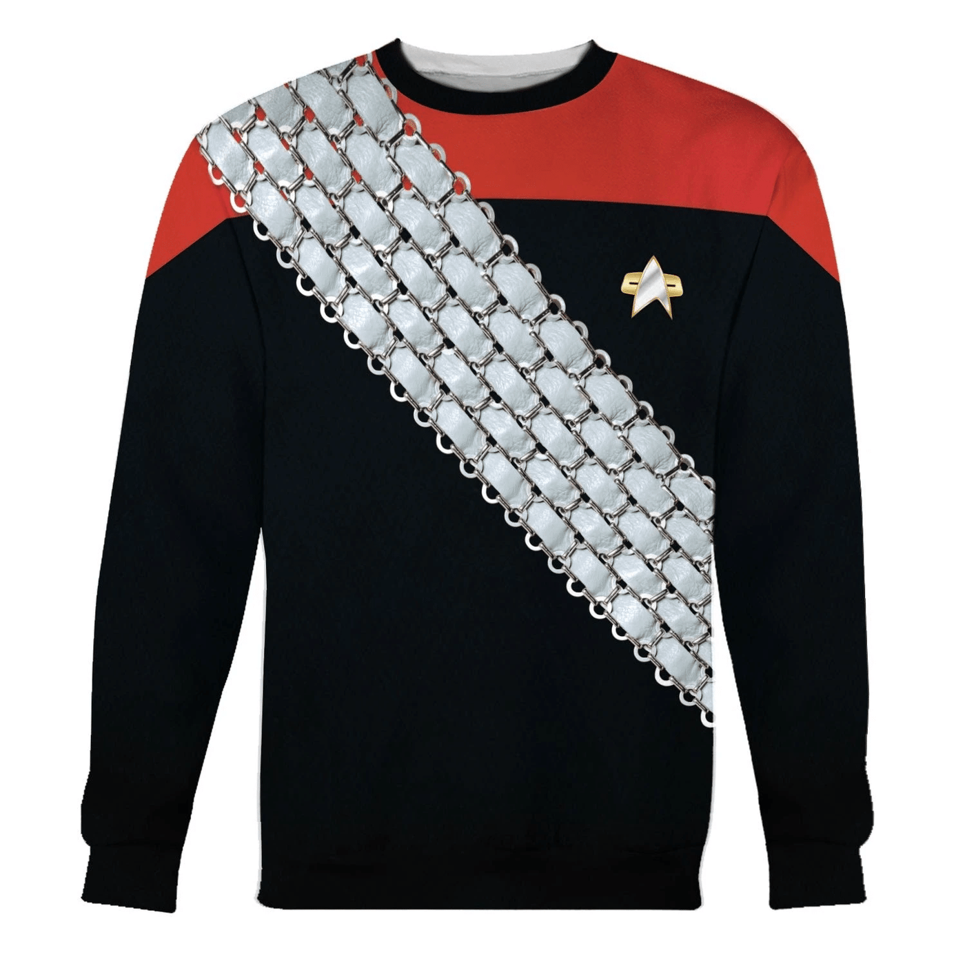 Star Trek Deep Space Nine Worf Red Cool - Sweater - Ugly Christmas Sweater