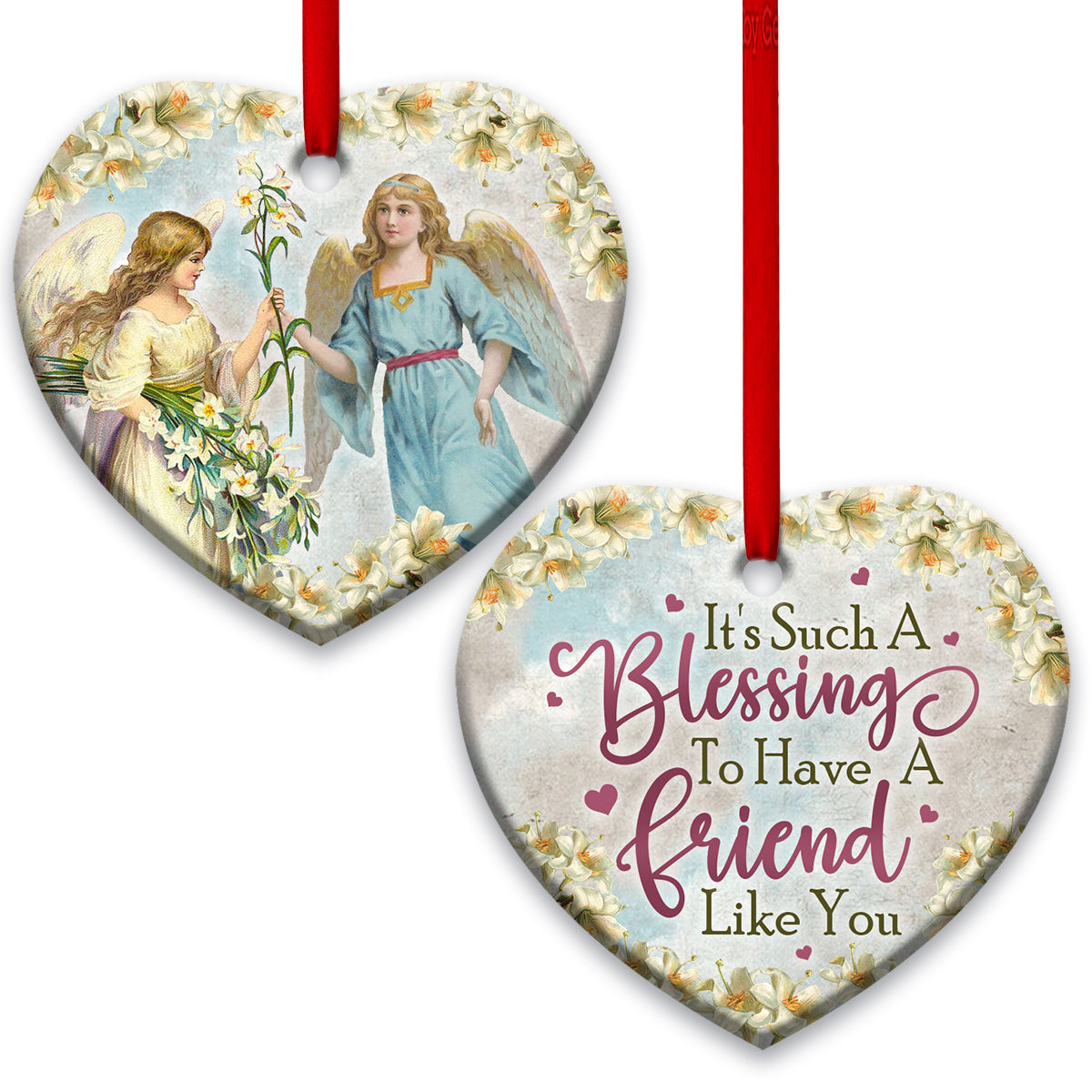 Angel Its Such A Blessing To Have A Friend Like You - Heart Ornament - Owls Matrix LTD