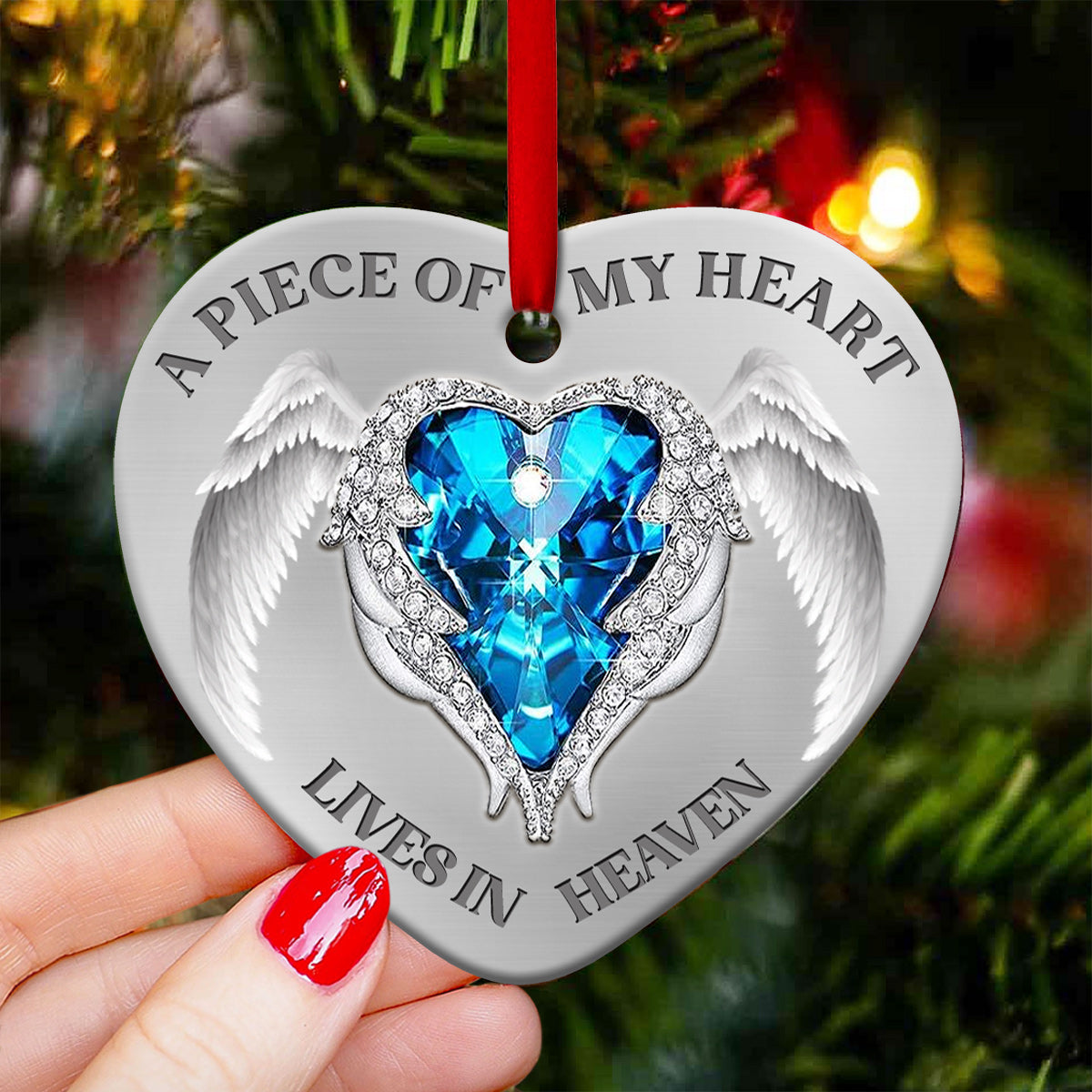 Angel Memorial Faith Piece Of My Heart - Heart Ornament - Owls Matrix LTD