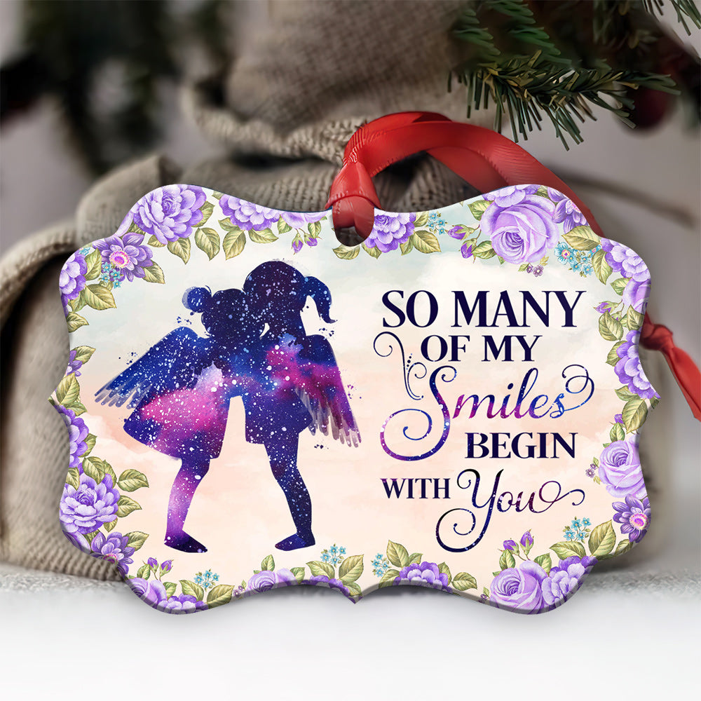 Family Sister Angel So Many Of My Smiles Begin With You - Horizontal Ornament - Owls Matrix LTD