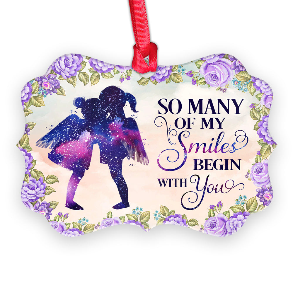 Family Sister Angel So Many Of My Smiles Begin With You - Horizontal Ornament - Owls Matrix LTD