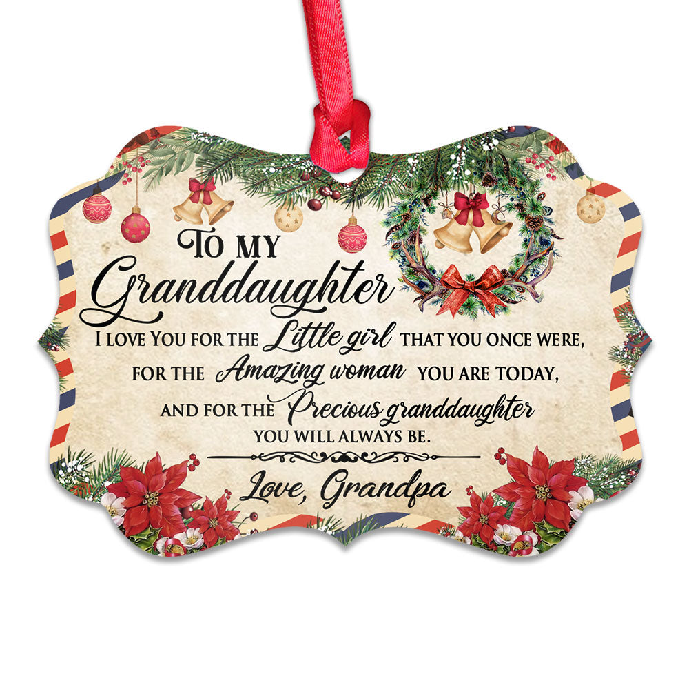 Family Christmas Letter Grandpa To Granddaughter - Horizontal Ornament - Owls Matrix LTD