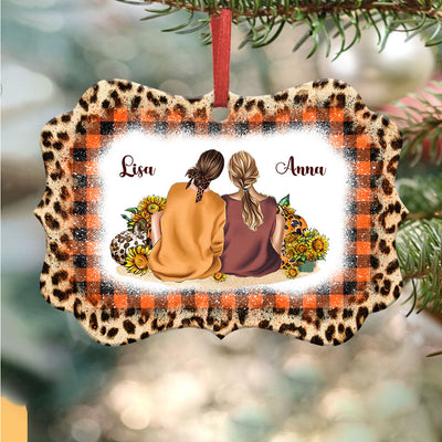 Family Bestie Autumn Sisters Not By Birth But By Heart Personalized - Horizontal Ornament - Owls Matrix LTD