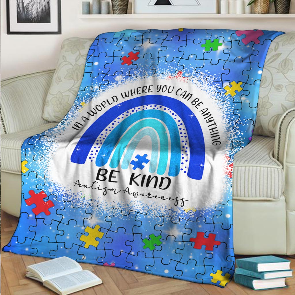 Autism Awareness In A World Where You Can Be Anything - Flannel Blanket - Owls Matrix LTD