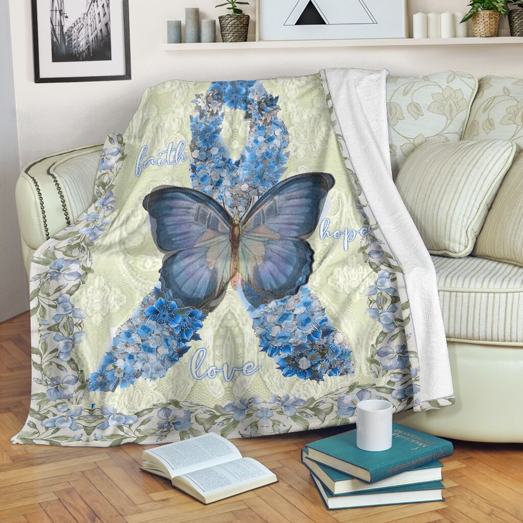 Diabetes Awareness Faith Hope Love Butterfly So Cool - Flannel Blanket - Owls Matrix LTD