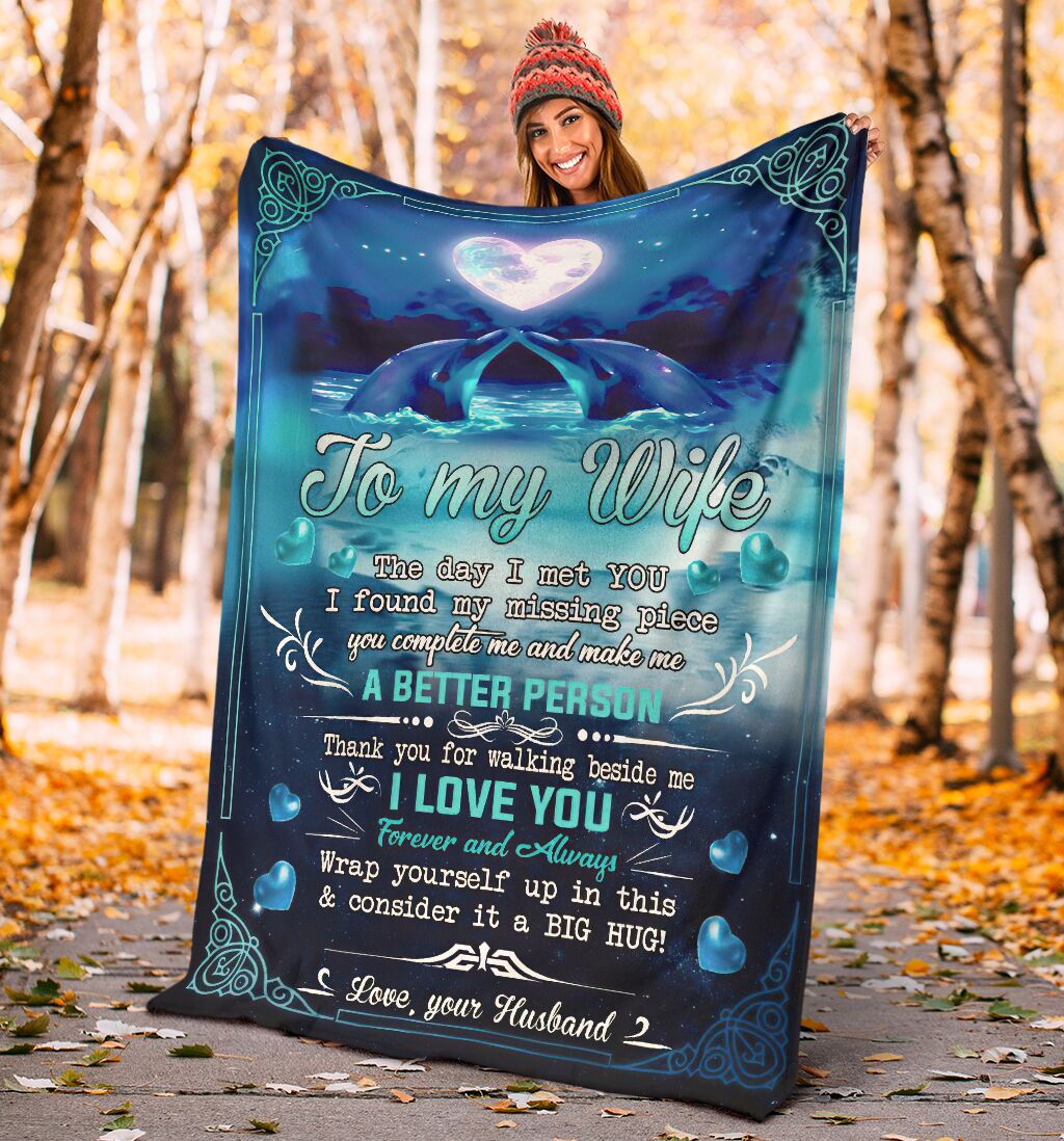 Dolphin To My Wife Dolphin In The Ocean - Flannel Blanket - Owls Matrix LTD