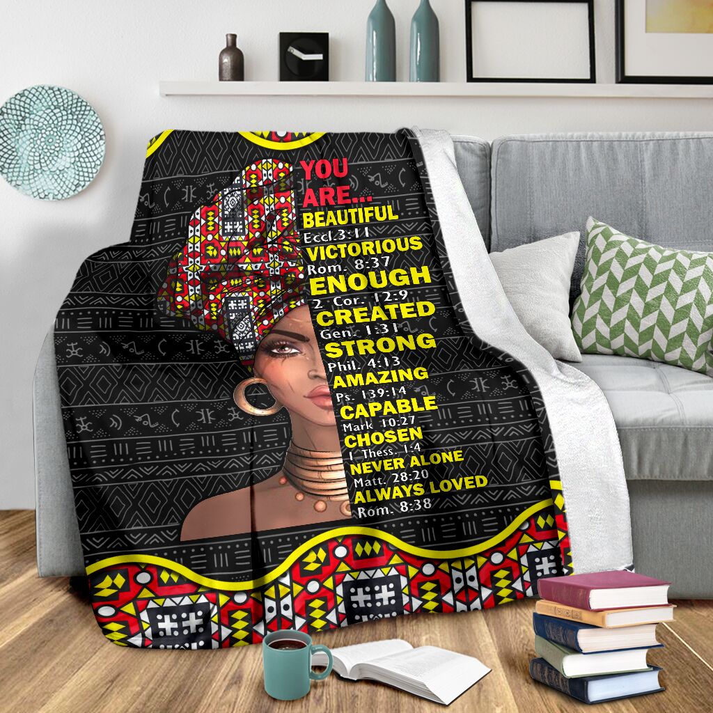 Black Girl God Says You Are African American Strong - Flannel Blanket - Owls Matrix LTD