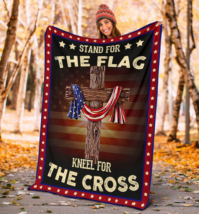 God Stand For The Flag Independence Day Christian - Flannel Blanket - Owls Matrix LTD