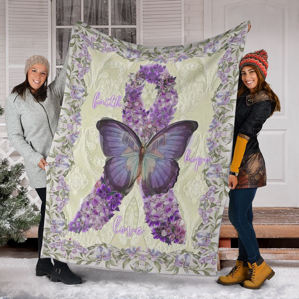 Fibromyalgia Awareness Faith Hope Love - Flannel Blanket - Owls Matrix LTD