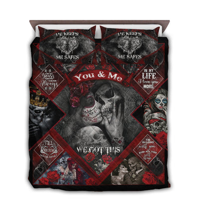 TWIN ( 50 x 60 INCH ) Skull Couple You And Me We Got This - Quilt Set - Owls Matrix LTD