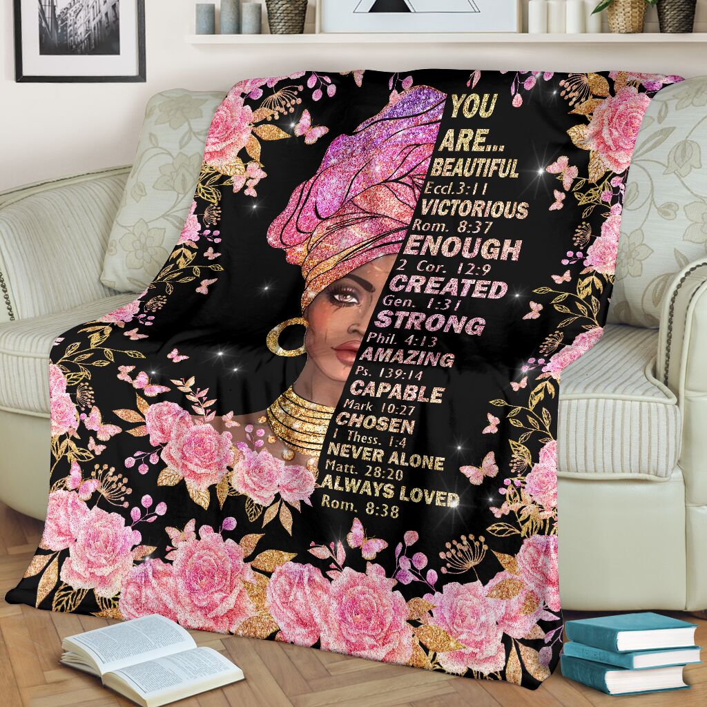 Black Woman God Says You Are African American - Flannel Blanket - Owls Matrix LTD