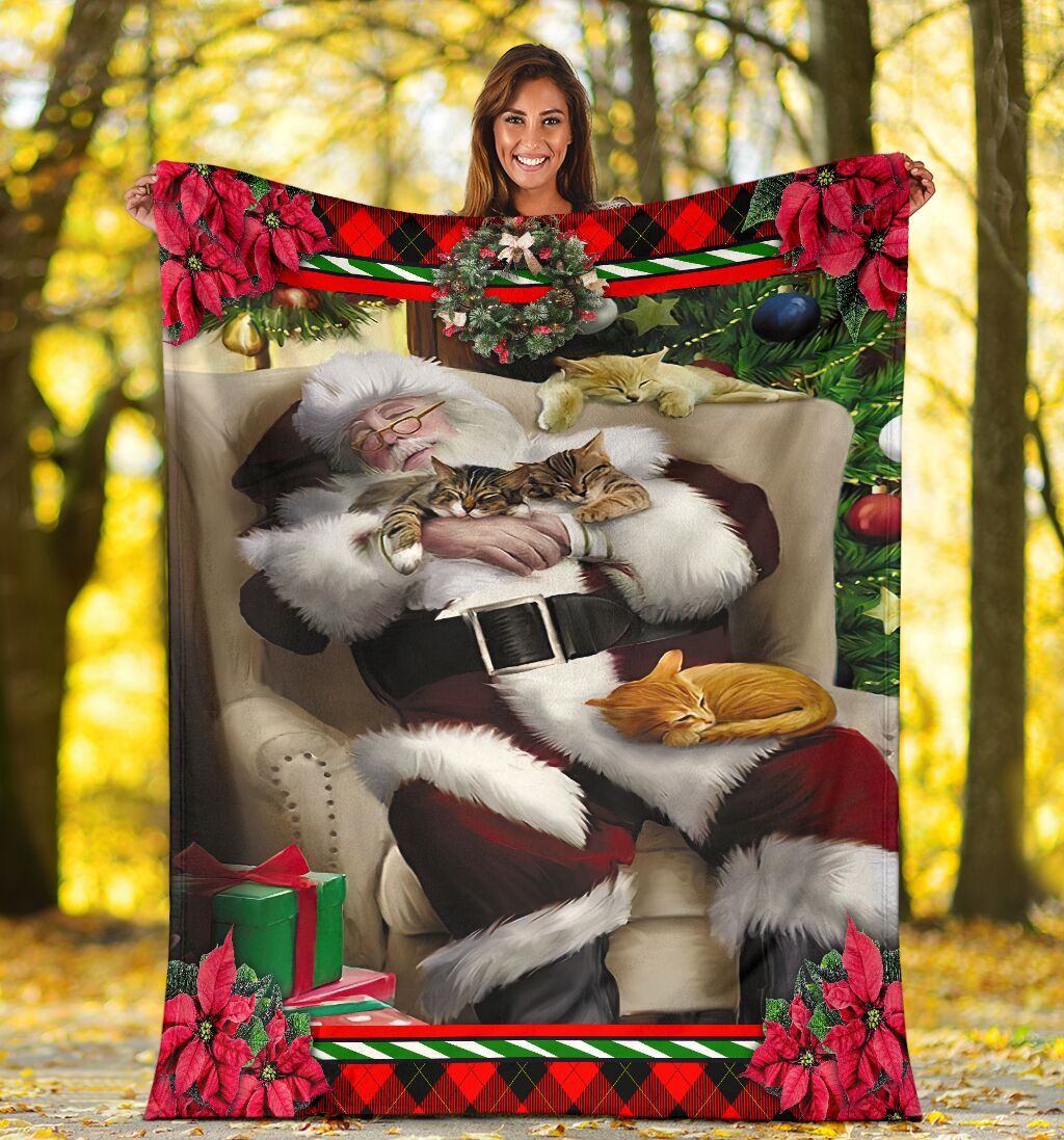 Cat All I Want For Christmas Is A Nap Cat - Flannel Blanket - Owls Matrix LTD