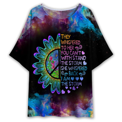 S Hippie They Whispered To Her - Women's T-shirt With Bat Sleeve - Owls Matrix LTD