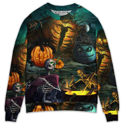 Sweater / S Halloween Skull Dark Scary - Sweater - Ugly Christmas Sweaters - Owls Matrix LTD