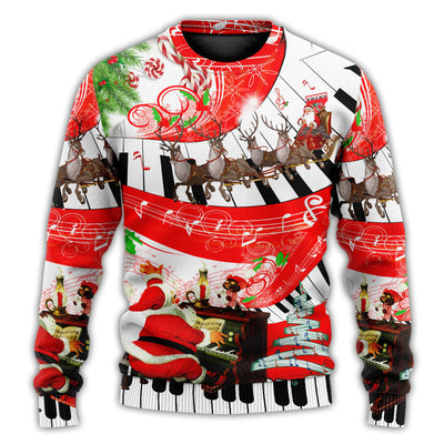 Christmas Sweater / S Christmas Love Music Happy Life - Sweater - Ugly Christmas Sweaters - Owls Matrix LTD