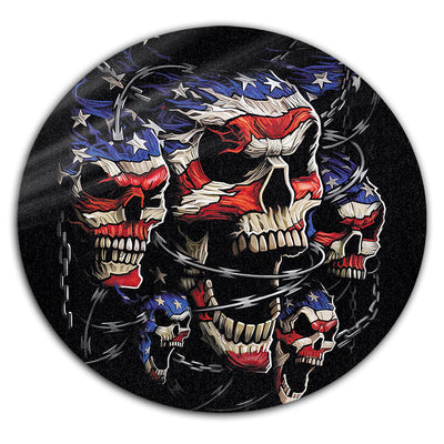 S (25 Inch) Skull Love America Forever - Round Mat - Owls Matrix LTD