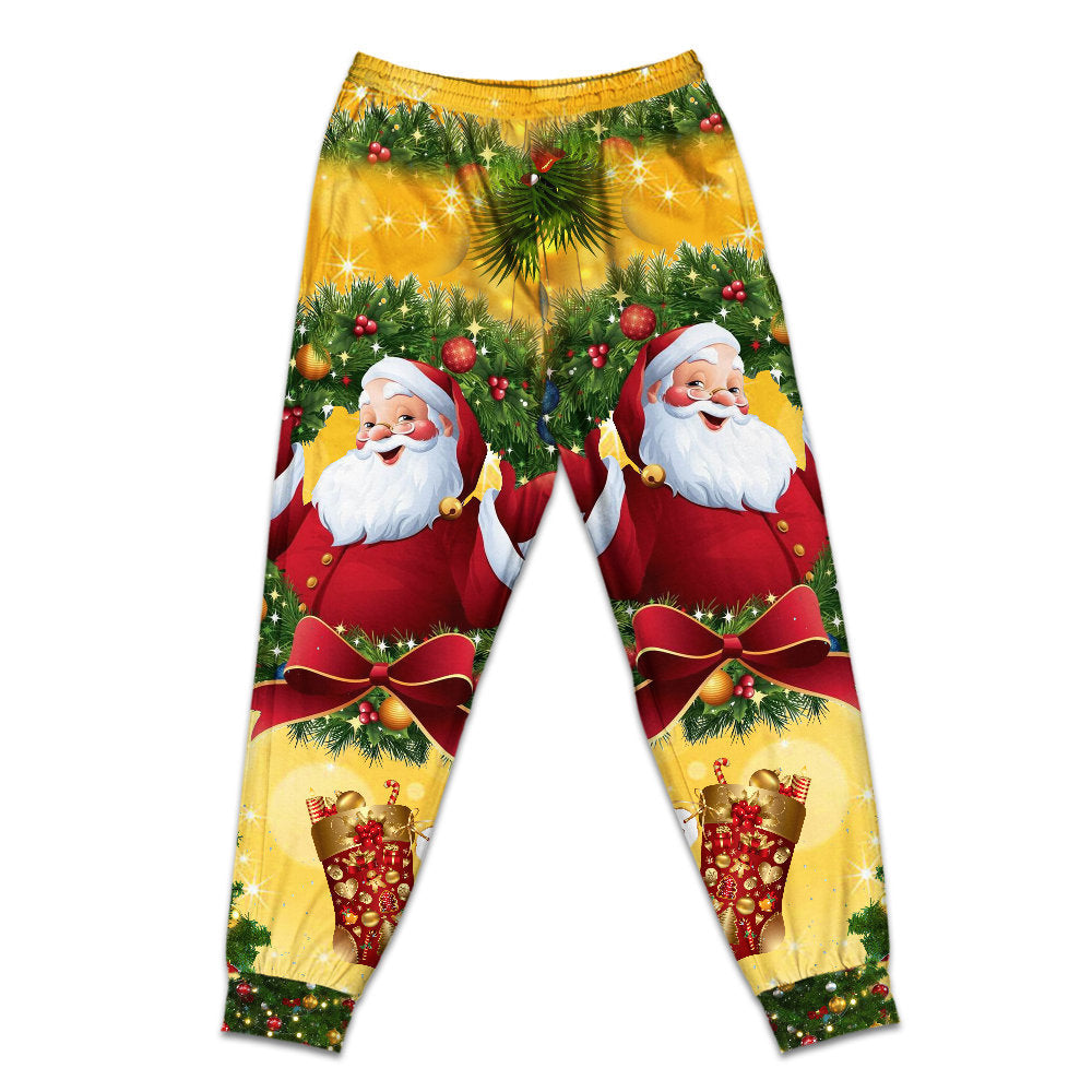 Pants / S Christmas Tree Yellow Santa Claus - Pajamas Short Sleeve - Owls Matrix LTD