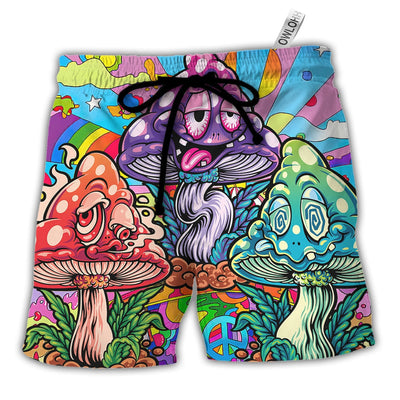 Beach Short / Adults / S Hippie Mushroom Colorful Hippie Happy Life - Beach Short - Owls Matrix LTD