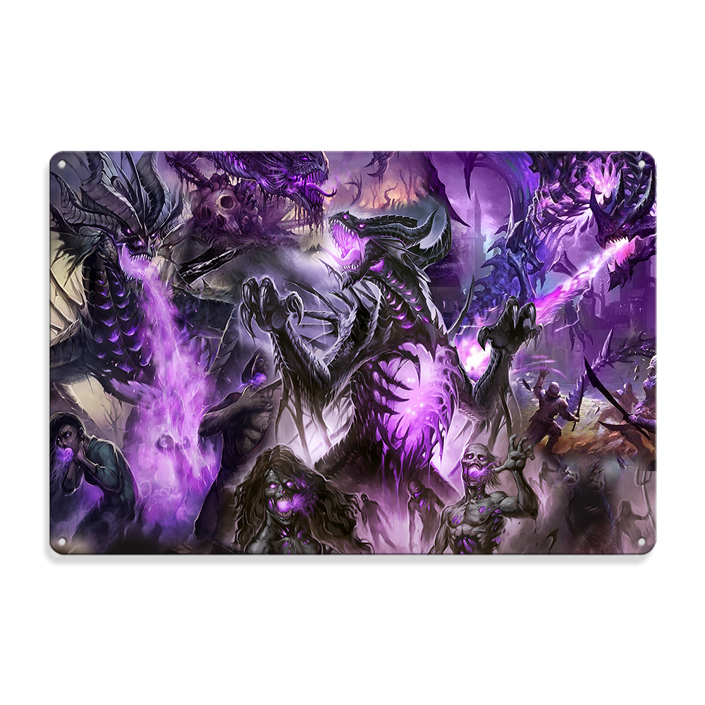 8x12 inch Skull Dragon Love Life Purple - Metal Sign - Owls Matrix LTD