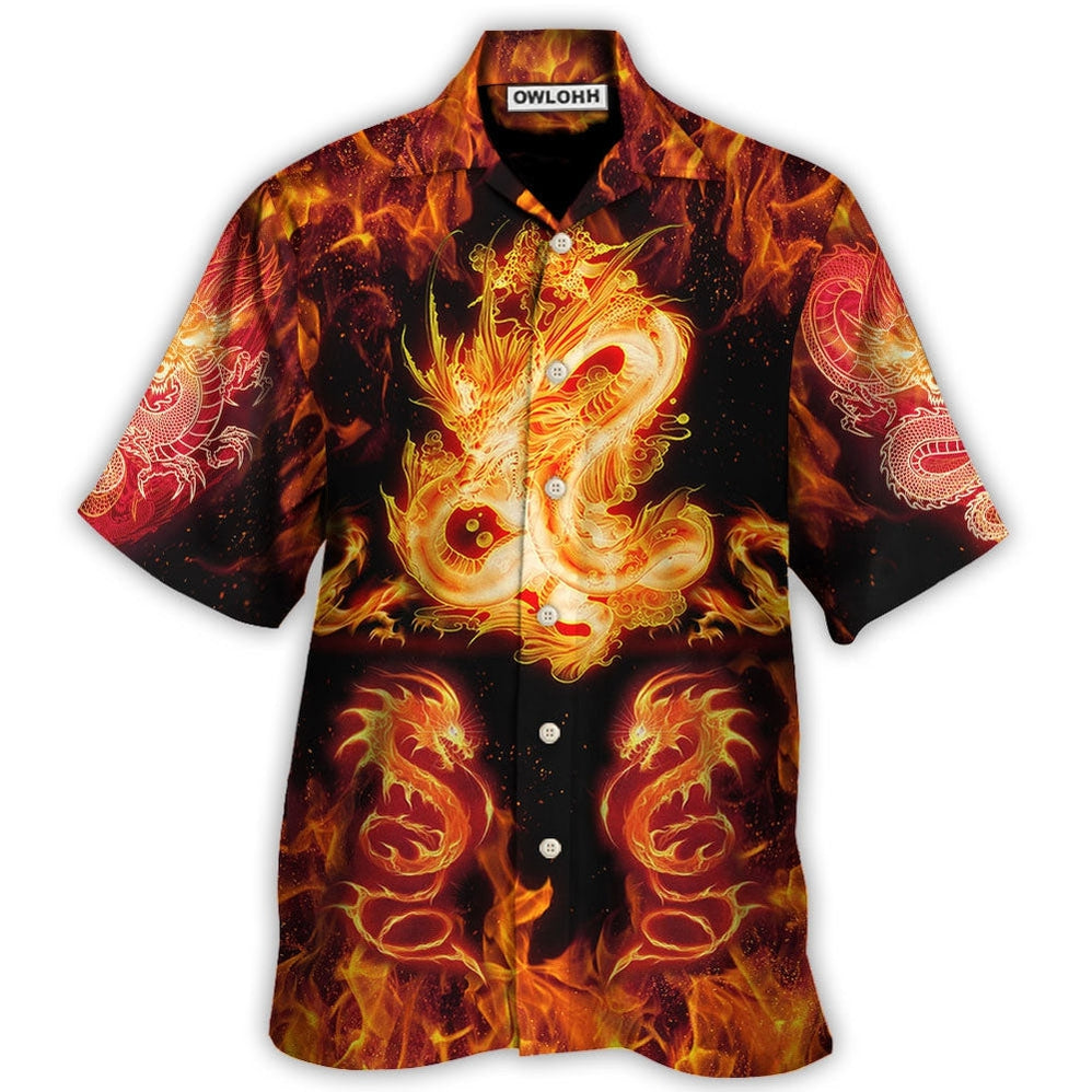 Hawaiian Shirt / Adults / S Dragon And Fireball Madness - Hawaiian Shirt - Owls Matrix LTD