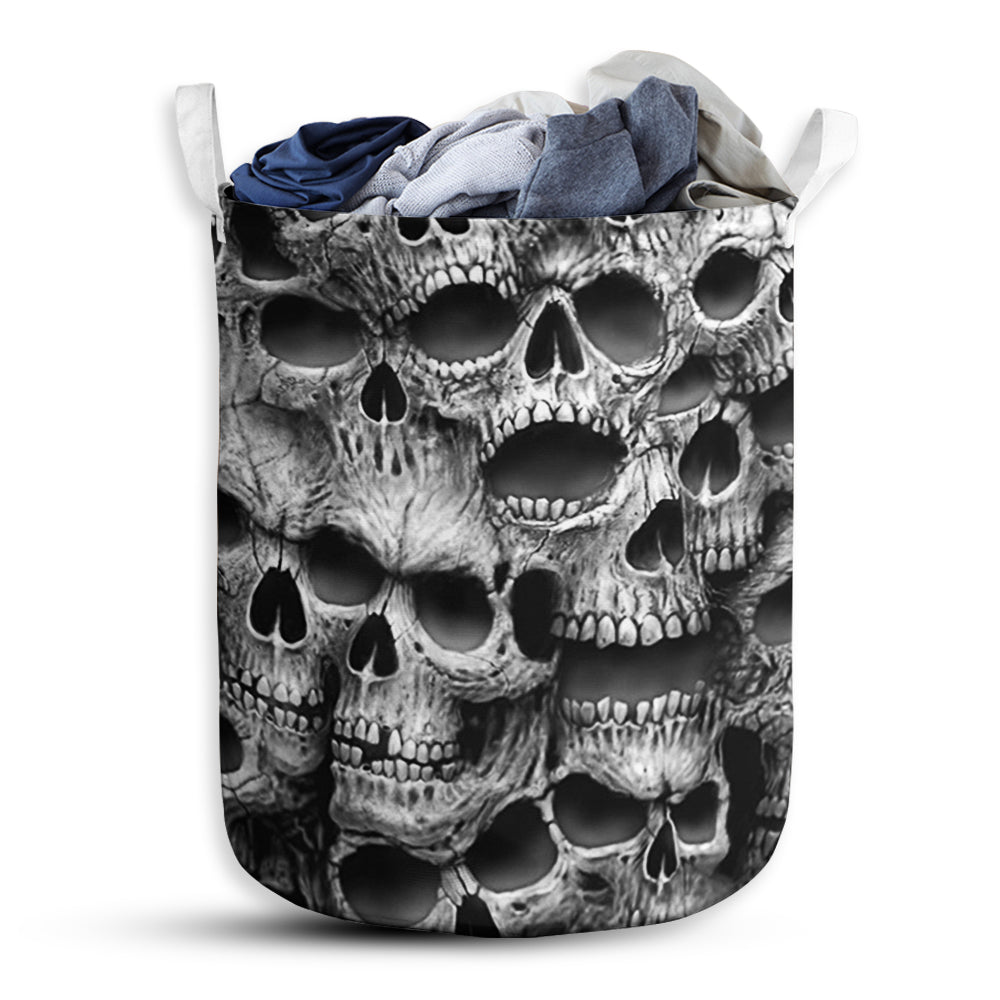 S: 17.72”x13.78” (45x35 cm) Skull No Fear No Pain - Laundry Basket - Owls Matrix LTD