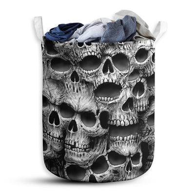S: 17.72”x13.78” (45x35 cm) Skull No Fear No Pain - Laundry Basket - Owls Matrix LTD