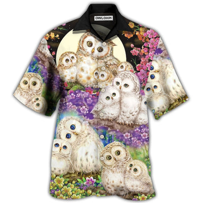 Hawaiian Shirt / Adults / S Owl Family And Flowers - Hawaiian Shirt - Owls Matrix LTD