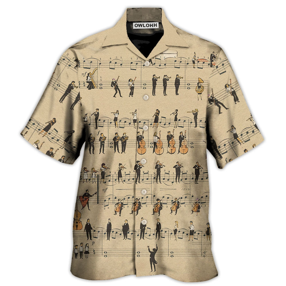 Hawaiian Shirt / Adults / S Music Note Retro Music Lover - Hawaiian Shirt - Owls Matrix LTD