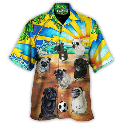 Hawaiian Shirt / Adults / S Soccer Beach Sports Pug Dog Beach - Hawaiian Shirt - Owls Matrix LTD
