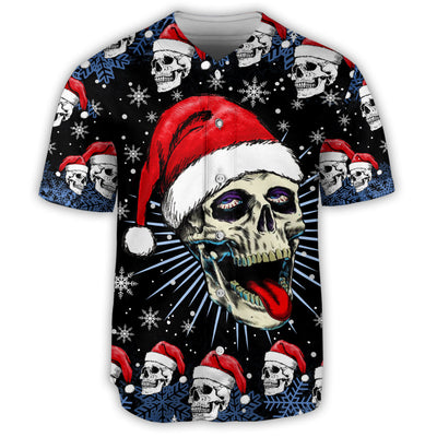 S Skull Christmas On The Naughty Listand I Regret Nothing - Baseball Jersey - Owls Matrix LTD