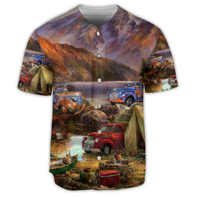S Camping Car Mountain Style Beautiful - Baseball Jersey - Owls Matrix LTD