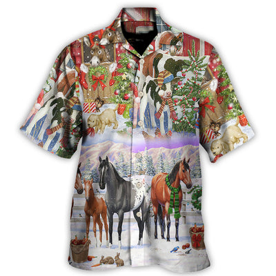 Hawaiian Shirt / Adults / S Christmas Farm Merry Xmas To Everyone - Hawaiian Shirt - Owls Matrix LTD