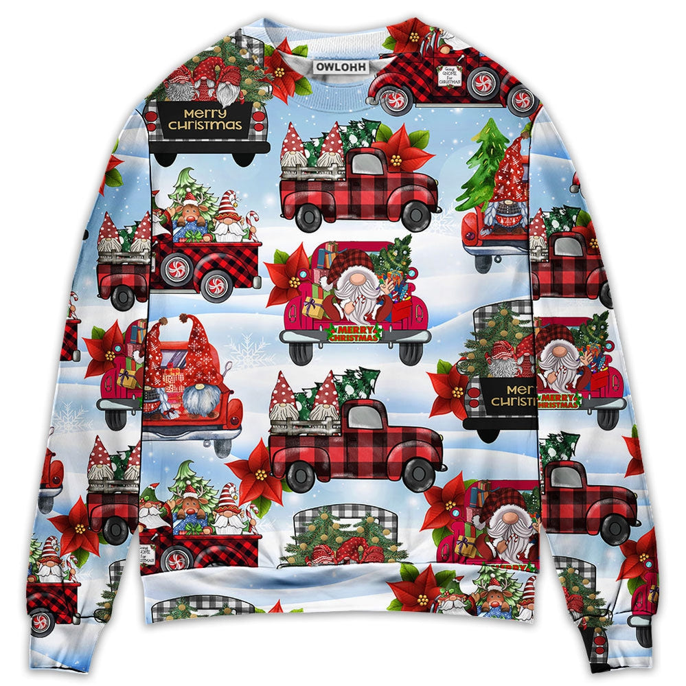 Sweater / S Gnome And Christmas Truck Merry Xmas - Sweater - Ugly Christmas Sweaters - Owls Matrix LTD