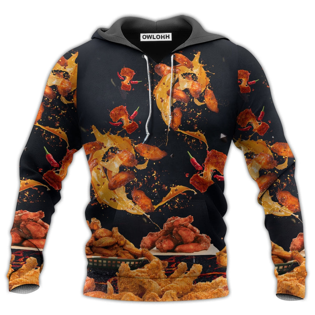 Unisex Hoodie / S Food Chicken Wing Fast Food Delicious - Hoodie - Owls Matrix LTD