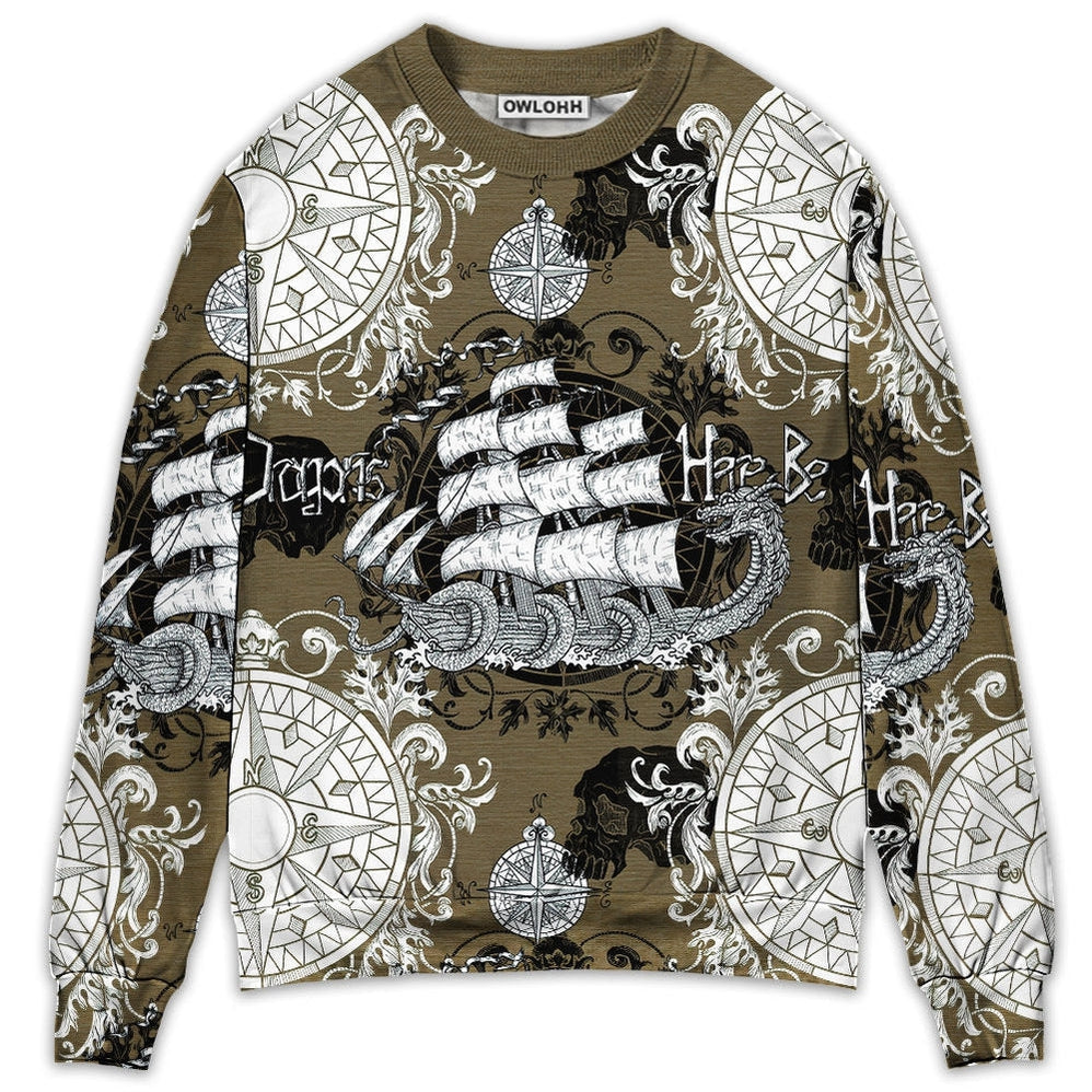 Sweater / S Dragon Old Ship Vintage Anchor Sea Life - Sweater - Ugly Christmas Sweaters - Owls Matrix LTD