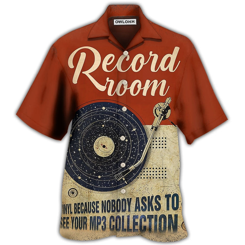 Hawaiian Shirt / Adults / S Music Retro Record Room Personalized - Hawaiian Shirt - Owls Matrix LTD