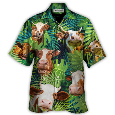 Cow Face Troll Funny Lover Cattle Tropical Style - Hawaiian Shirt - Owls Matrix LTD